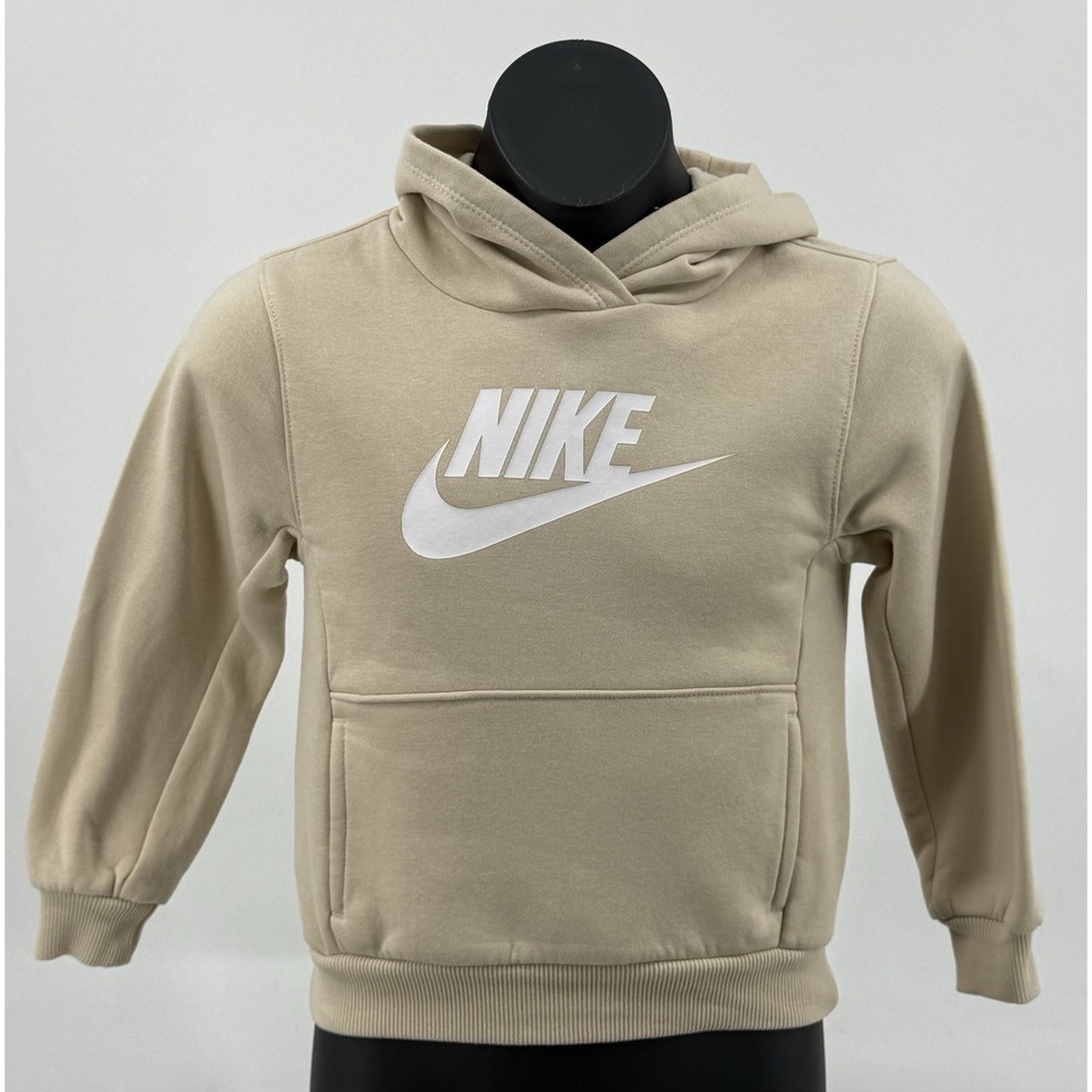 Nike Beige with White Swoosh‎ Hooded Sweatshirt Hoodie Boy's Size 4T
